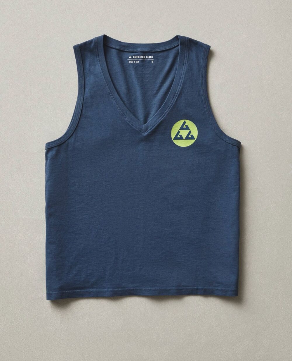 American Giant Tank Top Womens L Blue Pickleball Supima Cotton Shirt V-Neck NEW